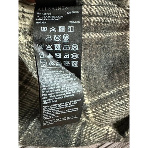 AllSaints Hamlin Flannel Plaid overshirt color Brown size 2XL NWT mspr 198 - Picture 5 of 6